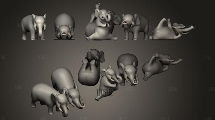 Слоны играют 3d stl модель для ЧПУ